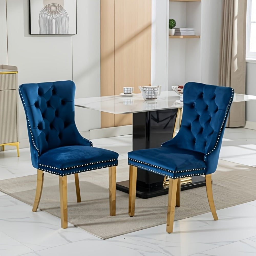 2-Piece Set Velvet Upholstered Dining Chairs with Solid Wood Construction for Kitchen detail image - detail view 13