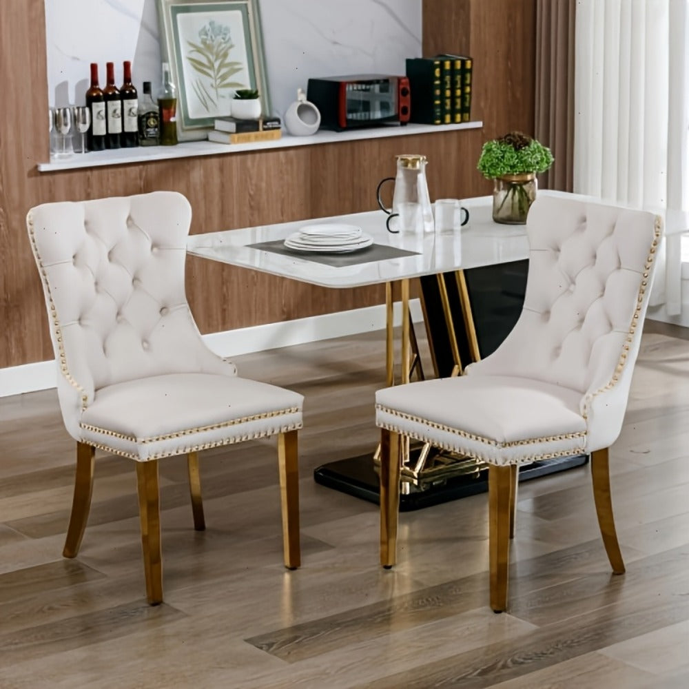 2-Piece Set Velvet Upholstered Dining Chairs with Solid Wood Construction for Kitchen detail image - detail view 15