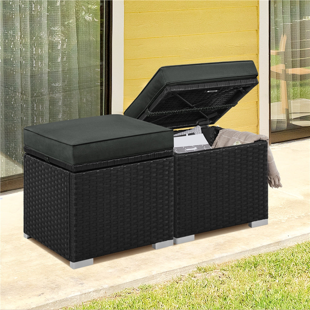 Outdoor Ottoman shown in the Black/Gray, 2pcs option