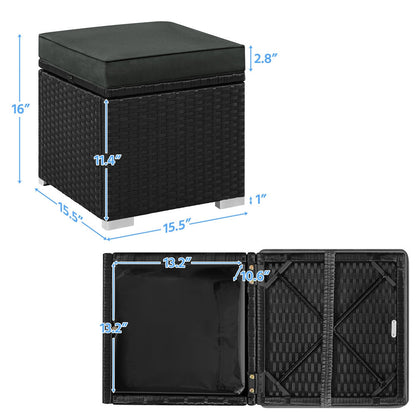 2-Piece Set Wicker Outdoor Ottoman with Hidden Storage and Removable Cushions detail image - detail view 13