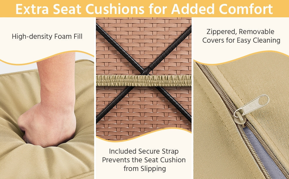 2-Piece Set Wicker Outdoor Ottoman with Hidden Storage and Removable Cushions detail image - detail view 16