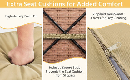 2-Piece Set Wicker Outdoor Ottoman with Hidden Storage and Removable Cushions detail image - detail view 16