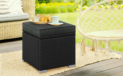 2-Piece Set Wicker Outdoor Ottoman with Hidden Storage and Removable Cushions detail image - detail view 18