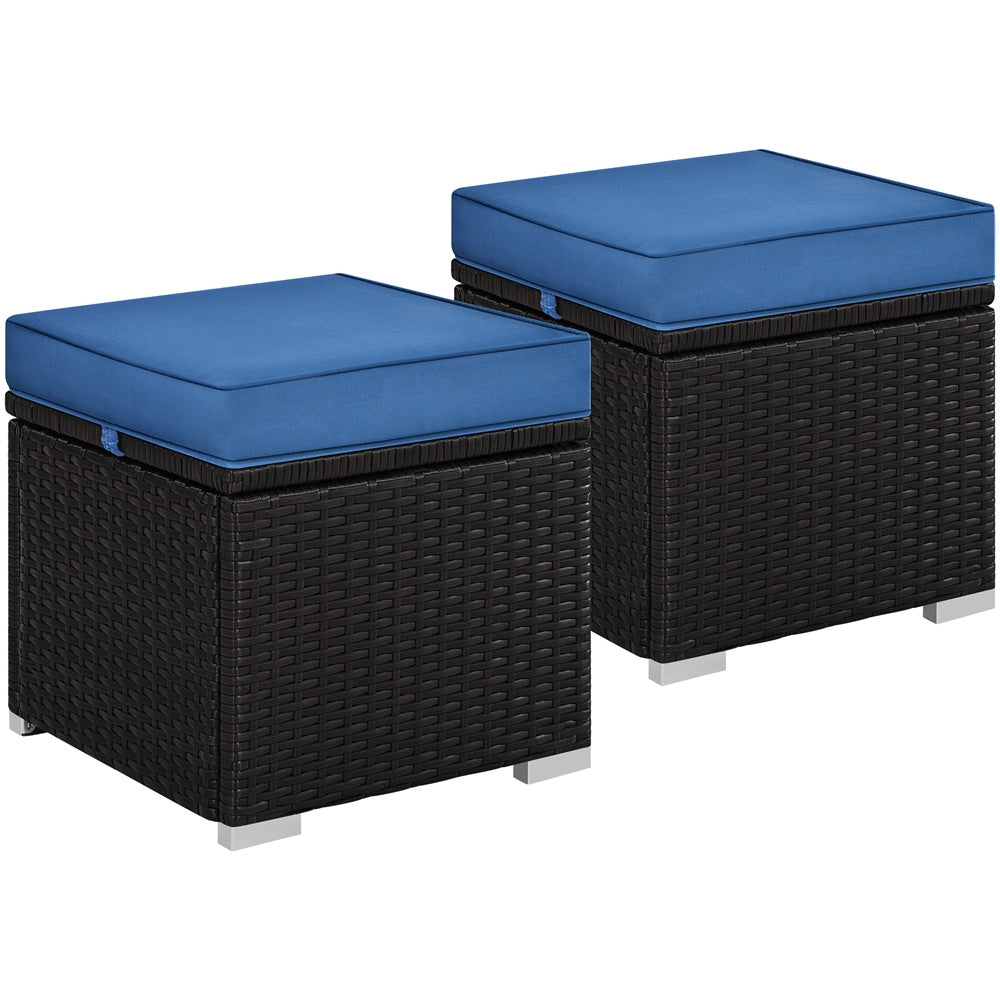 2-Piece Set Wicker Outdoor Ottoman with Hidden Storage and Removable Cushions detail image - detail view 9