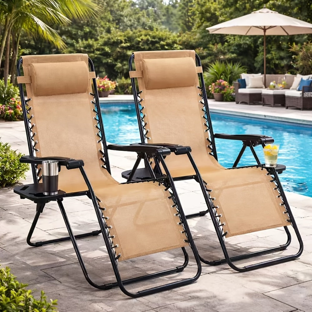 2-Piece Set Zero-Gravity Zero Gravity Chair with Adjustable Headrest for Patio detail image
