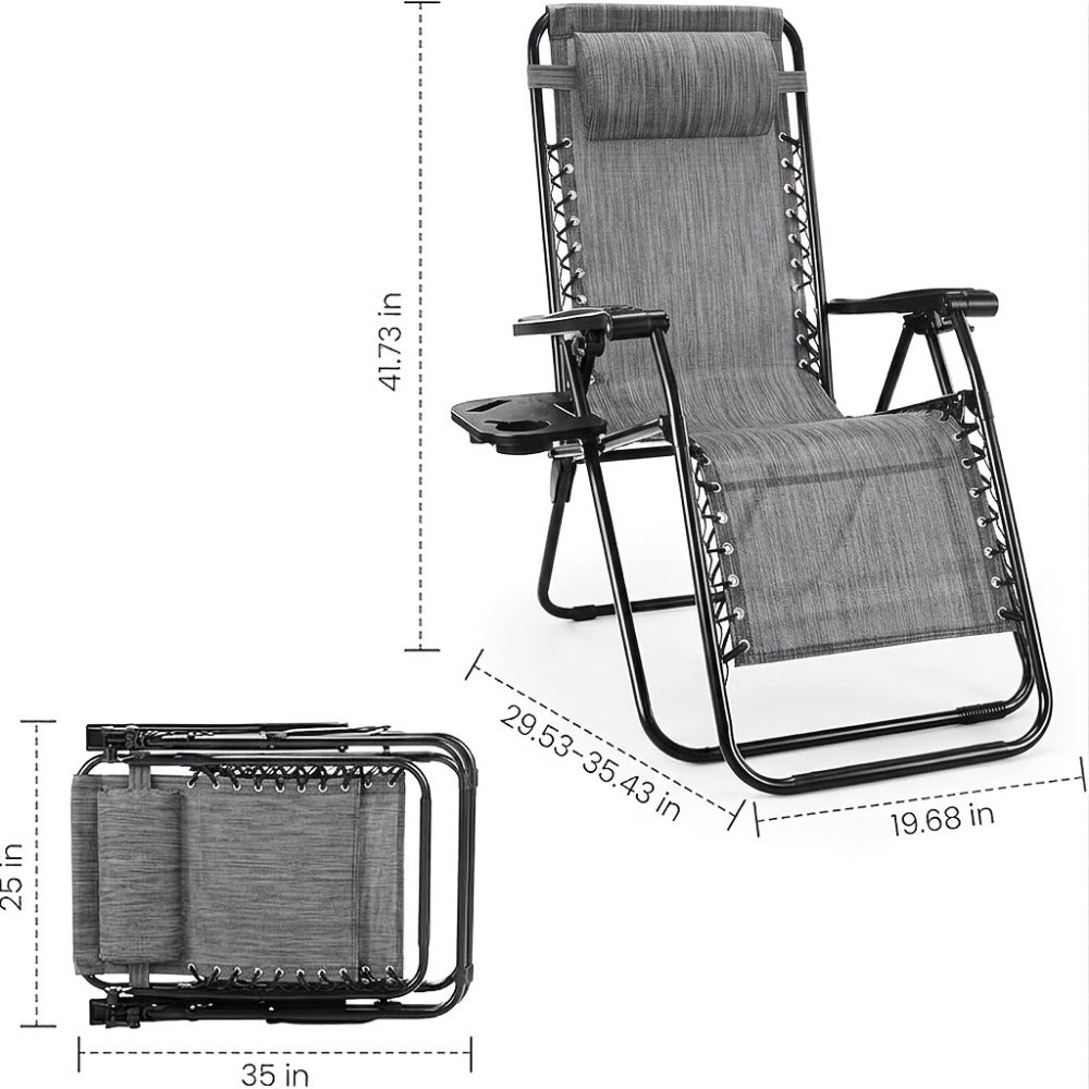2-Piece Set Zero-Gravity Zero Gravity Chair with Adjustable Headrest for Patio detail image - detail view 4