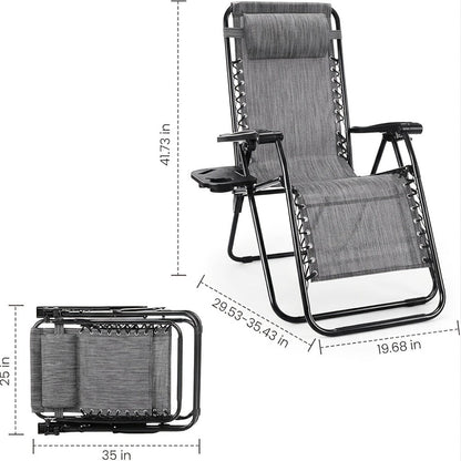 2-Piece Set Zero-Gravity Zero Gravity Chair with Adjustable Headrest for Patio detail image - detail view 4