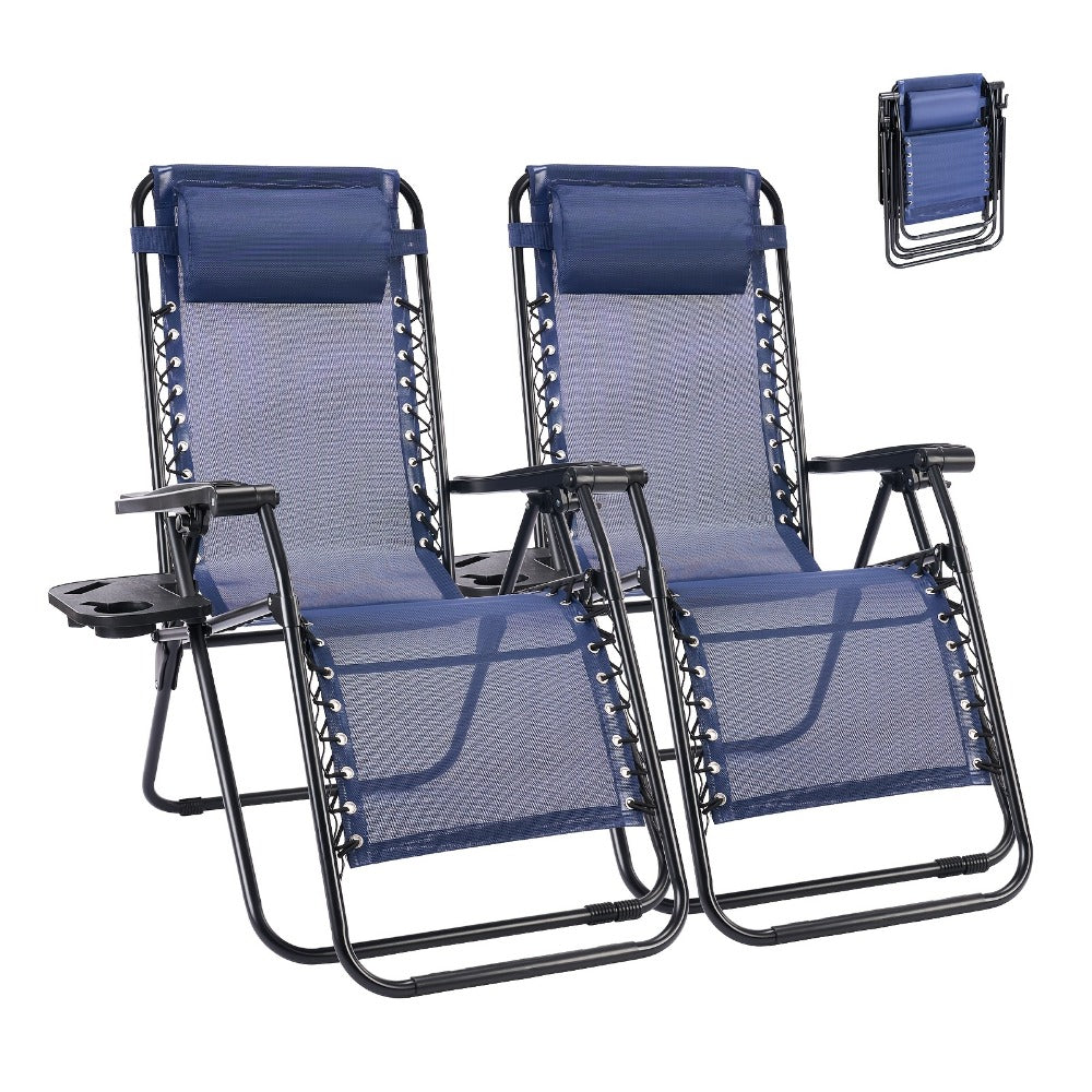 2-Piece Set Zero-Gravity Zero Gravity Chair with Adjustable Headrest for Patio detail image - detail view 5
