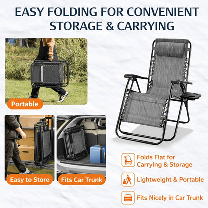 2-Piece Set Zero-Gravity Zero Gravity Chair with Adjustable Headrest for Patio detail image - detail view 6
