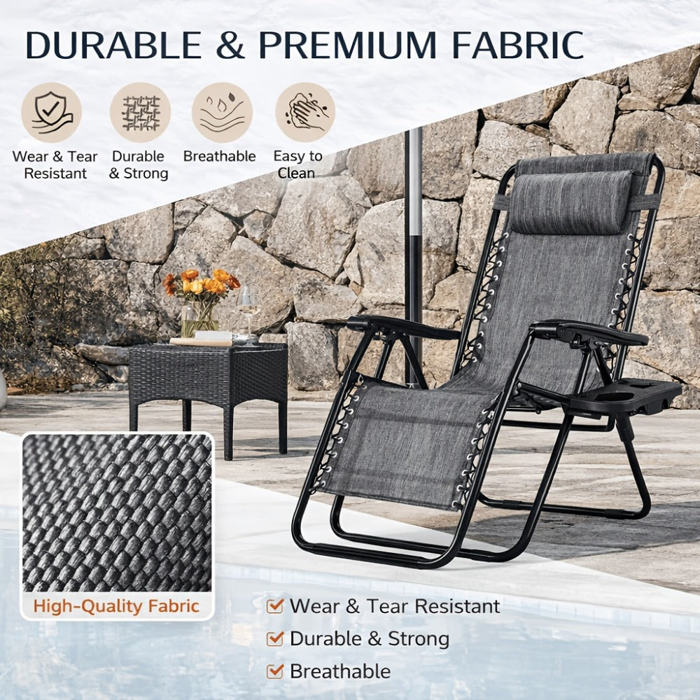 2-Piece Set Zero-Gravity Zero Gravity Chair with Adjustable Headrest for Patio detail image - detail view 7