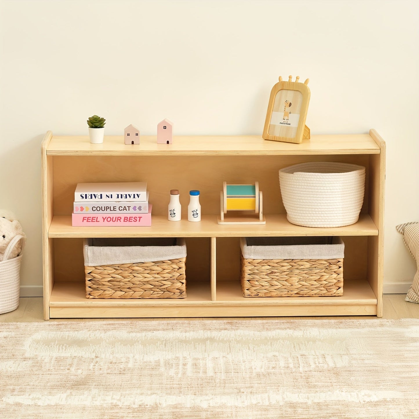Kids Bookshelf shown in the 3-grid cabinet option