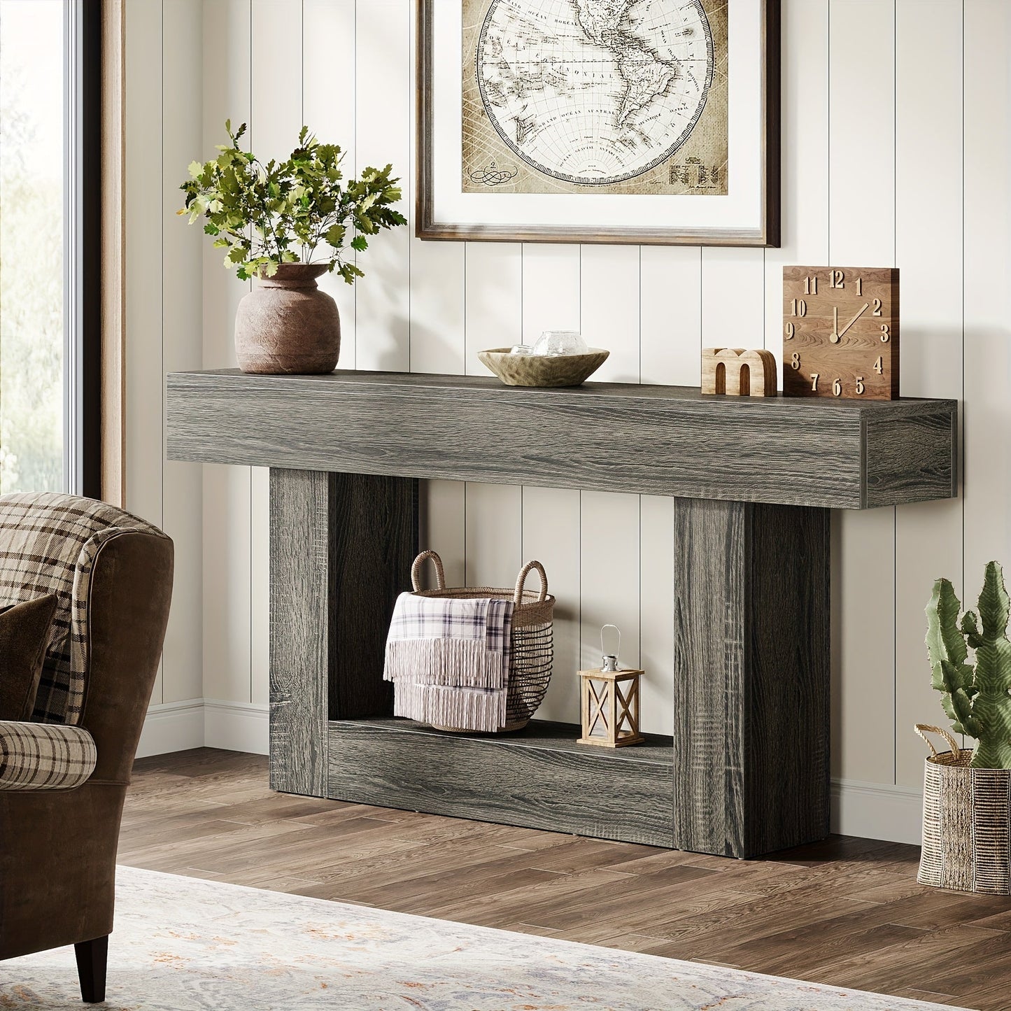 Console Table shown in the Rustic Gray option