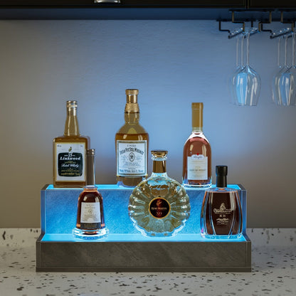 2-Tier Freestanding Bar Shelf with LED Lighting for Organized Everyday Storage detail image - detail view 4