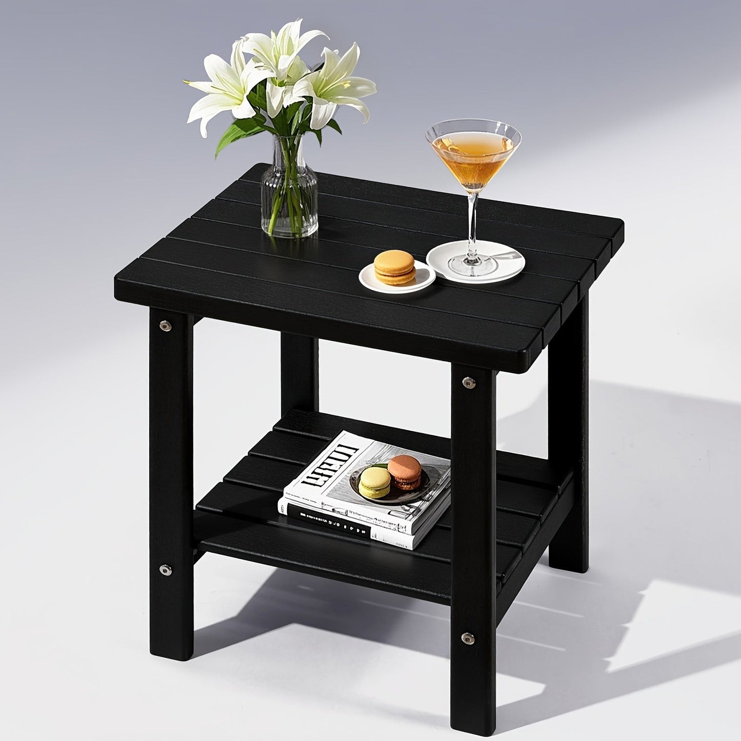 Outdoor Side Table shown in the Black option