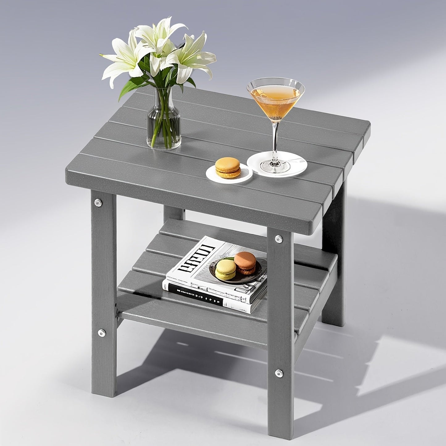 Outdoor Side Table shown in the Grey option