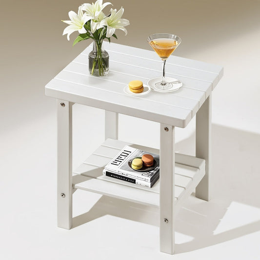 Outdoor Side Table, 2-Tier HDPE Adirondack Square Side Table 17" - Weather Resistant shown in the main product view
