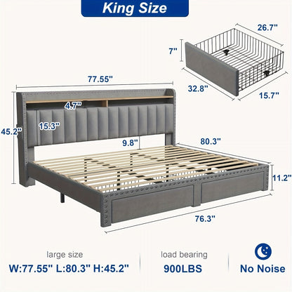 Bed Frame shown in the Grey, King option