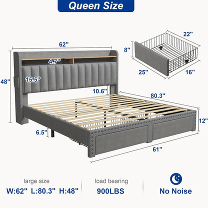 Bed Frame shown in the Grey, Queen option