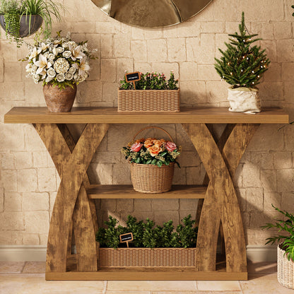 Console Table shown in the Tiger brown. option