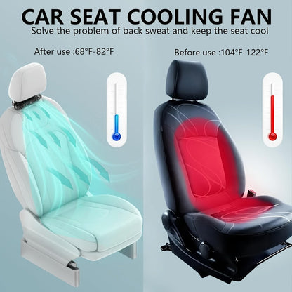Bladeless Car USB Fan – 3-Speed Silent Cooling, Fits All Vehicles, Car Seat Fan with USB Charging Cable, Black & White