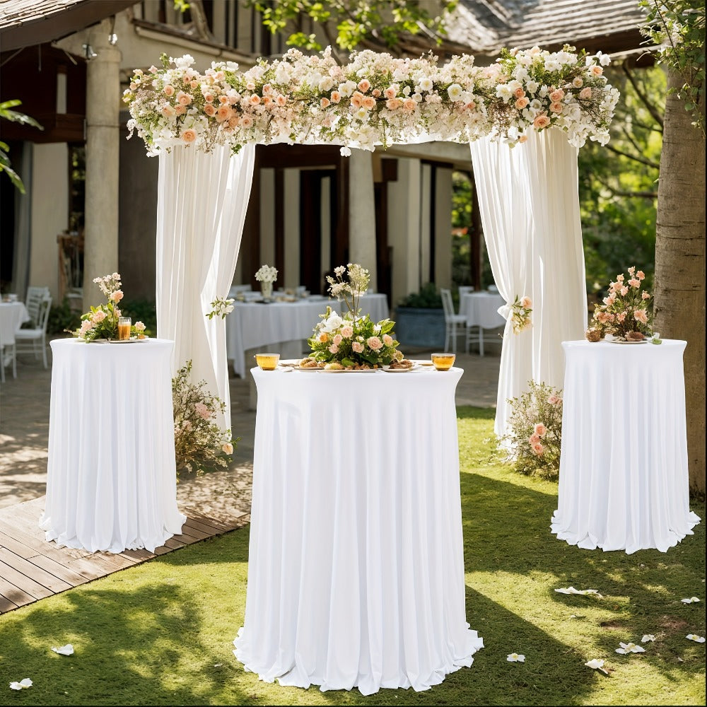 Spandex Cocktail Table Cover Round Stretch Tablecloth for Party Wedding Banquet – Elastic High Top Table Cloth Fitted Cover for Events