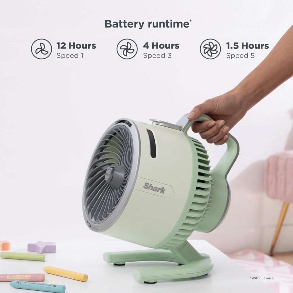 Portable Fan by Shark FlexBreeze HydroGo Pro, Refurbished Five-Speed Misting Model with Oscillation