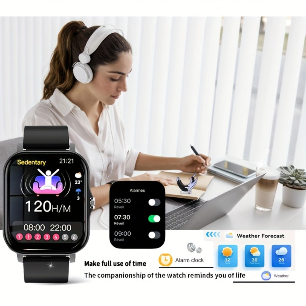 Smartwatch Email Display 1.83" Full Touch – Wireless Calling, Pedometer, Activity Tracker, Multi-Exercise Modes, Dual TPU Strap, USB