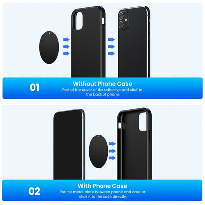 Two-Pack Magnetic Car Phone Mount with Round 4.6cm Heads, Short Bodies and Black Adhesive Dashboard Bases