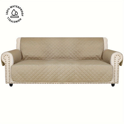 Sofa Cover Quilted Microfiber Three-Seat Panel Set with Two Foam Tubes, Straps and Side Pocket