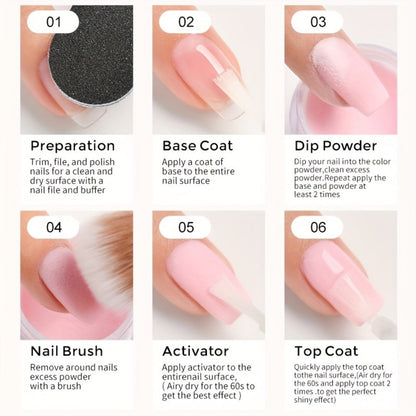 Dip Powder Nail Kit with NOCIS Label, Four Brown Nude Burgundy Glitter Powders, Three 10ml Liquids and Tools