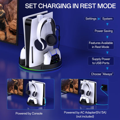 PS5 Charging Station with RGB Light Stand for PS5 Slim PS5 Pro - Fast Dual Controller Charger for an Everyday Personal Care Routine