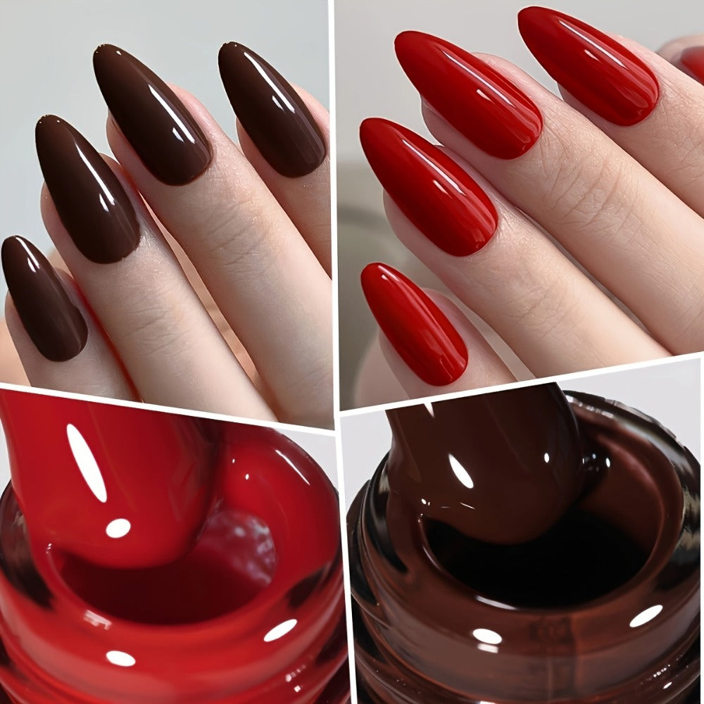 Gel Nail Polish Set with XEIJAYI Label, 6 Red Glitter Gel Colors in Gilded Bottle Set 36 for UV LED Cure