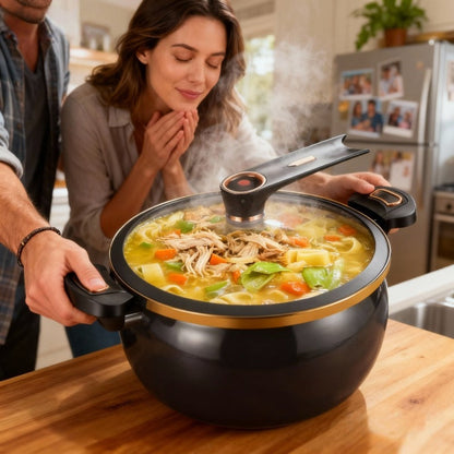 Nonstick Soup Pot Large Capacity 1.85 Gallon Twist Lock Handle Cooking Pot for Gas Stove Induction Cooker Open Flame Multifunctional Stew