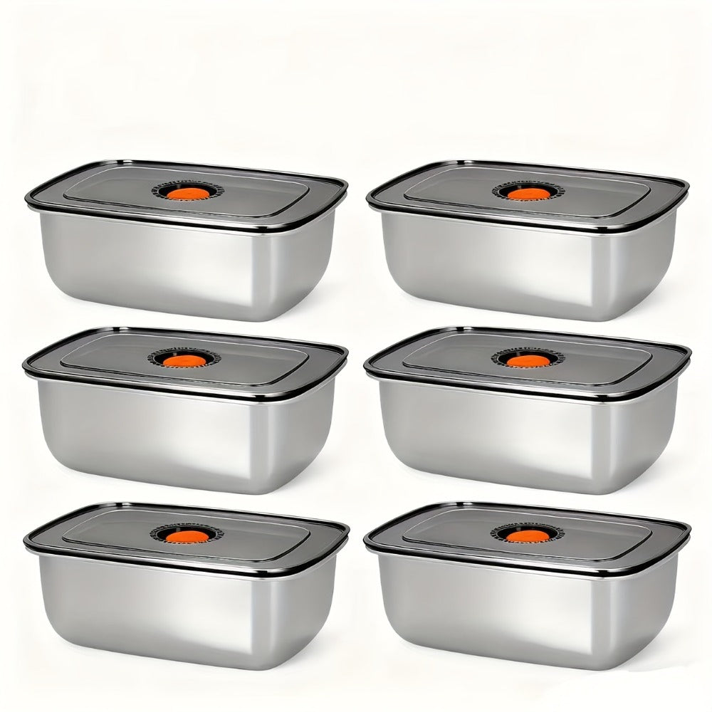 Stainless Steel Lunch Boxes, Set of 6 Large 50.72 oz Food Storage Containers with Lids – Airtight Stackable Refrigerator Storage Containers