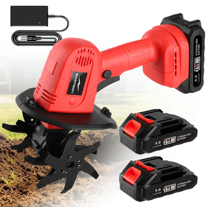 Cordless Electric Cultivator 20V Handheld Rotary Tiller, 9-Inch Width 6.6-Inch Depth, 1 or 2 Batteries & Charger