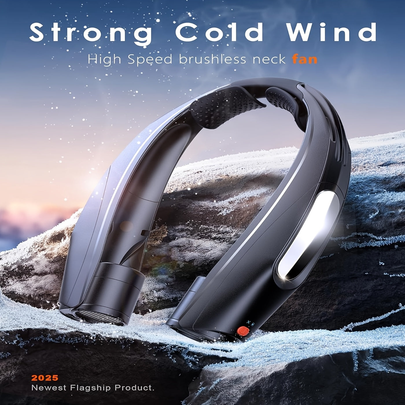 U-Shaped Neck Fan in Black or White with Six-Speed Display, Twin Fan Ends and USB Charging