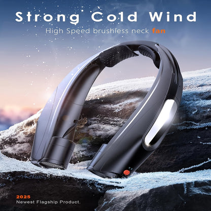 U-Shaped Neck Fan in Black or White with Six-Speed Display, Twin Fan Ends and USB Charging