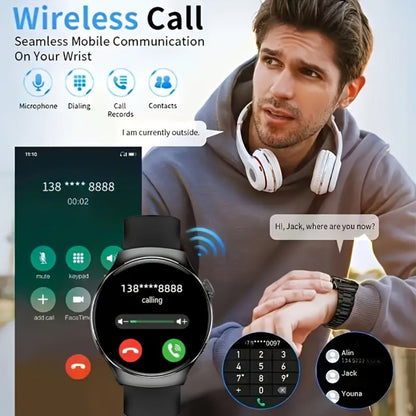 Smartwatch Alarm with Silicone Strap – Wireless Calling, Pedometer, Calorie Tracker, Music Playback, Remote Camera & Multi-Sport Modes