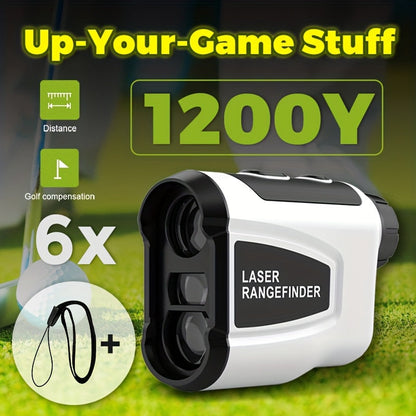 White Golf Laser Rangefinder, Model LAB12 with 1200-Yard Source Rating, 6x Optics and USB Charging