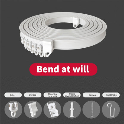 Flexible Curtain Rail Track, Bendable PVC Ceiling Mount Curtain Rod for Bay Window, Bathroom & Home Decor