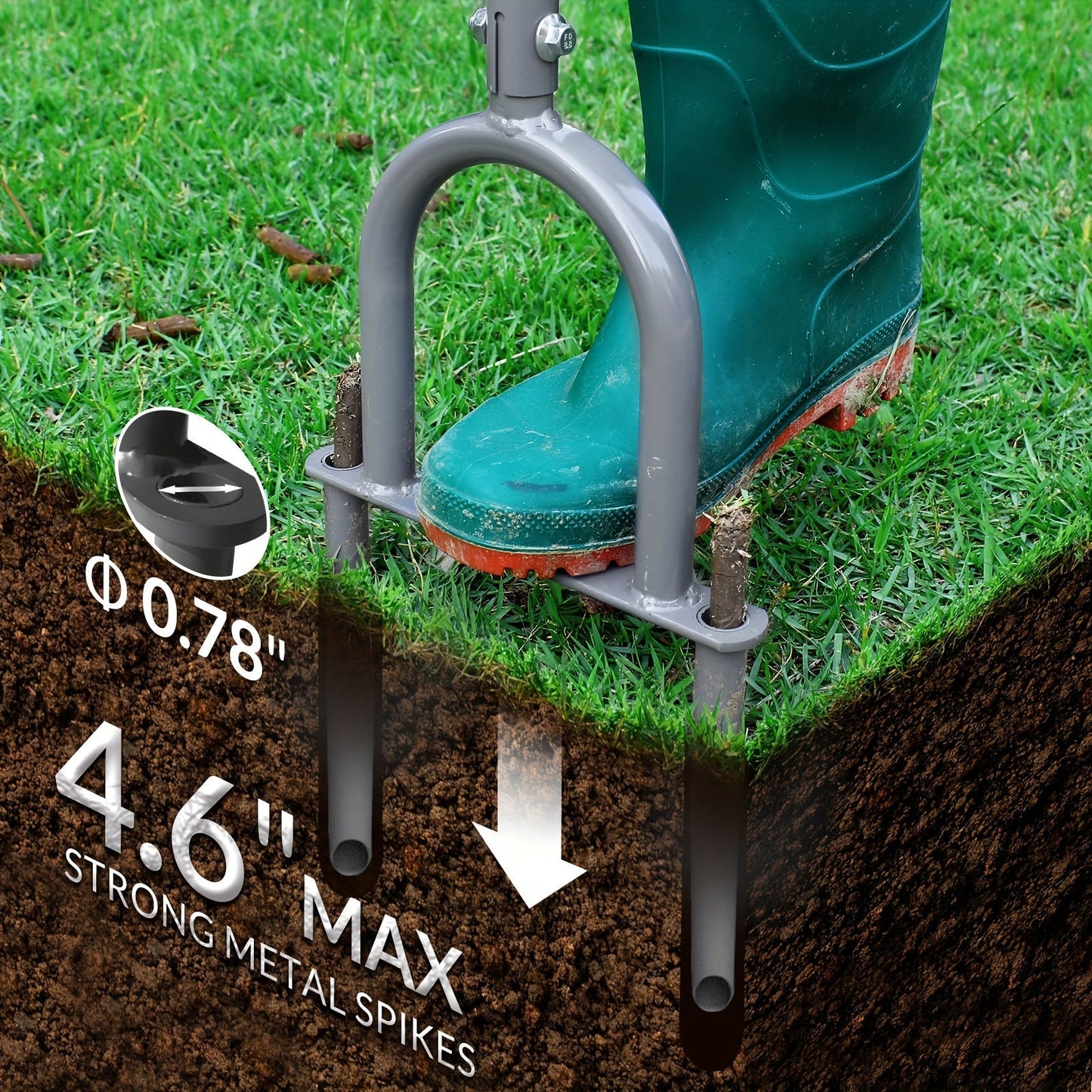 Lawn Aerator, Manual Core Aerating Tool Dethatching Compacted Soil for Garden, Patio and Yard Use