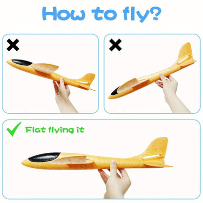 Foam Glider Airplane Toy for Kids, 17.5 Inch Large Throwing Foam Plane with 2 Flying Modes, 4 or 6 Pack