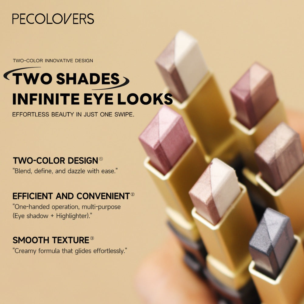 Glitter Eyeshadow Stick Pencil Set 6pcs Double Color Gradient Shimmer Metallic Waterproof, for Makeup, Travel and Everyday Vanity Use