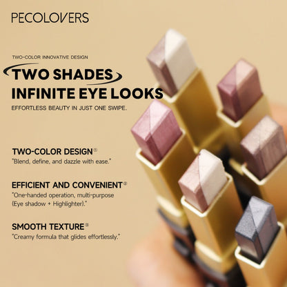 Glitter Eyeshadow Stick Pencil Set 6pcs Double Color Gradient Shimmer Metallic Waterproof, for Makeup, Travel and Everyday Vanity Use