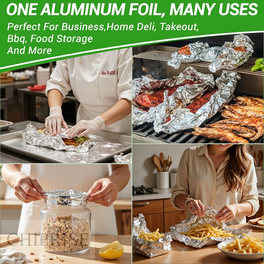Pre-Cut Aluminum Foil Sheets 200-Count 9x10.75 Inch Pop-Up Dispenser Box Heavy Duty Foil for Baking Grilling Roasting Cooking Food Storage
