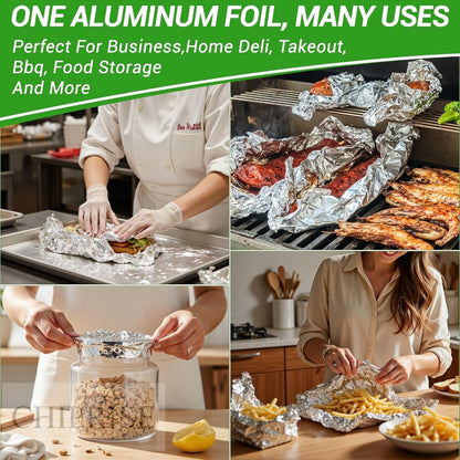Pre-Cut Aluminum Foil Sheets 200-Count 9x10.75 Inch Pop-Up Dispenser Box Heavy Duty Foil for Baking Grilling Roasting Cooking Food Storage