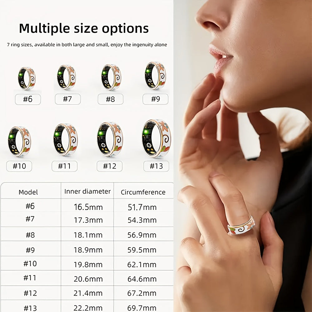 Women's Smart Ring Fitness & Sleep Tracker, Step, Distance & Calorie Monitor, Bluetooth 5.3, iOS & Android
