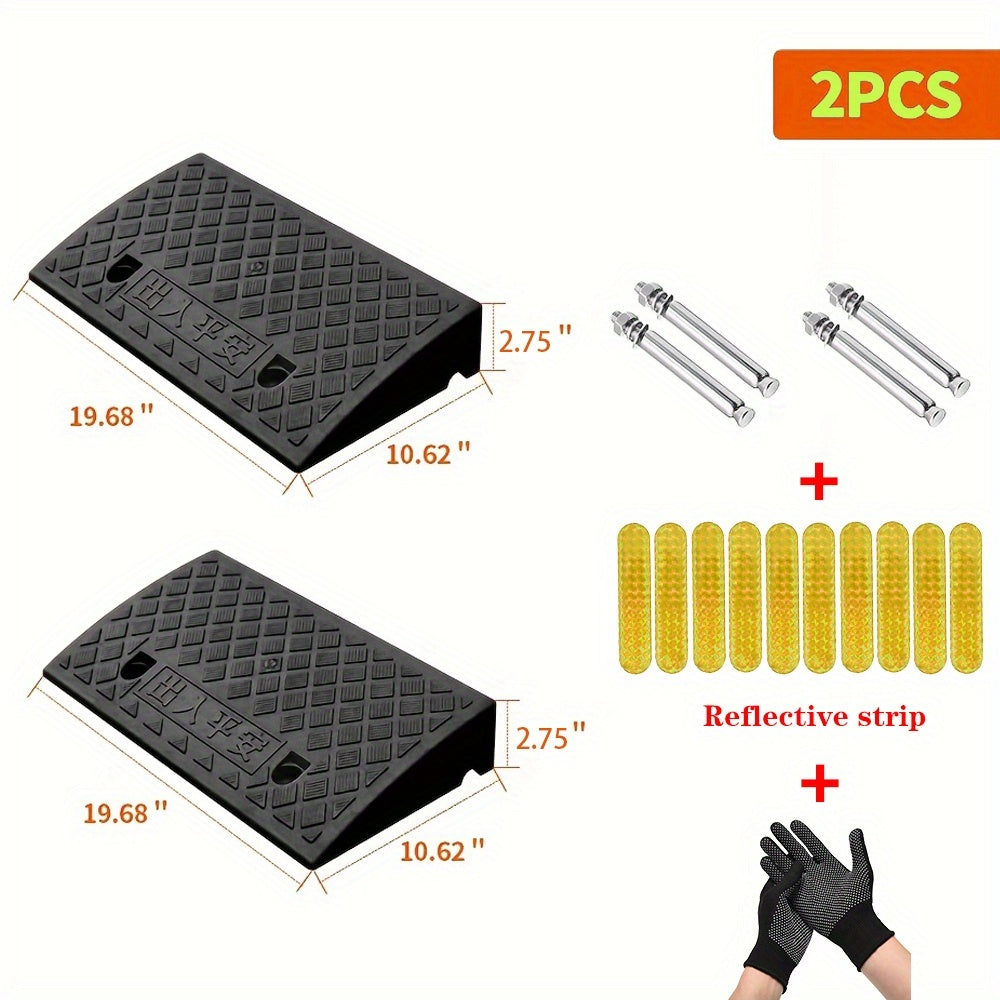 Curb Ramp 2-Pack Portable Plastic Threshold Ramp Set for Low Floor Vehicles, Motorcycles, Wheelchairs