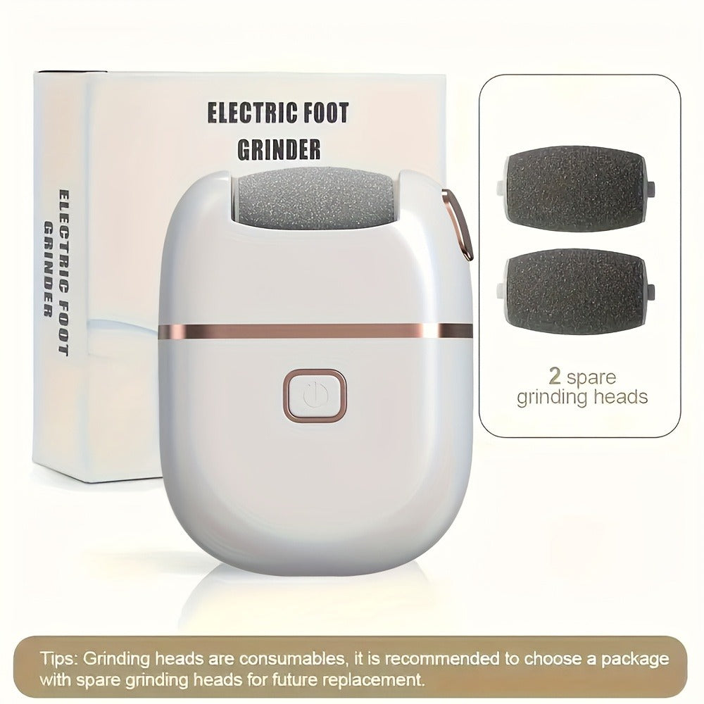 Callus Remover for Feet Electric Rechargeable Foot Grinder with 3 Grinding Heads & 2 Speed Settings – USB Portable Pedicure Tool for Cracked