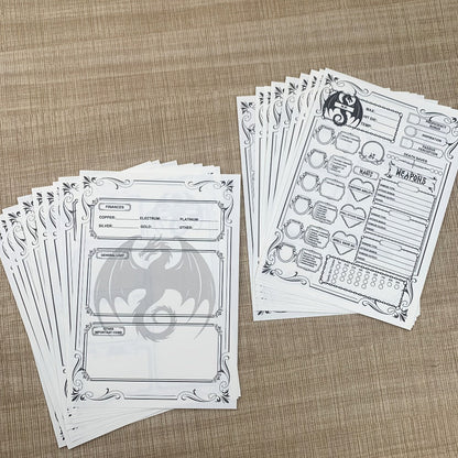 DnD 5e Character Sheet Set with Spell Tracker, A5 Player Journal for Dungeons & Dragons Campaigns
